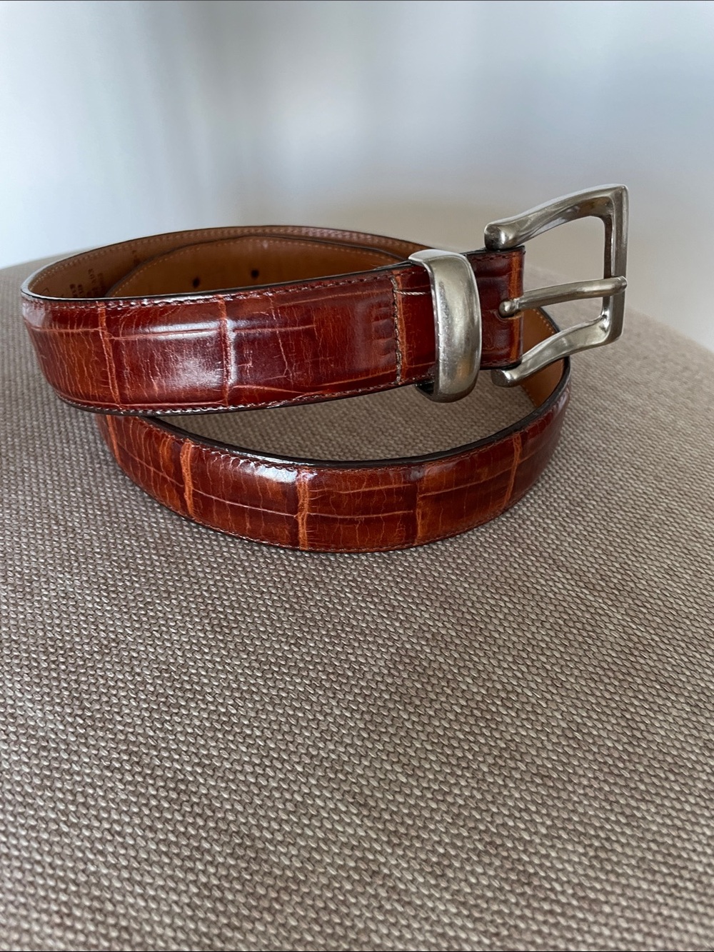 GAP Brown Leather Belt with Stitch Detailing